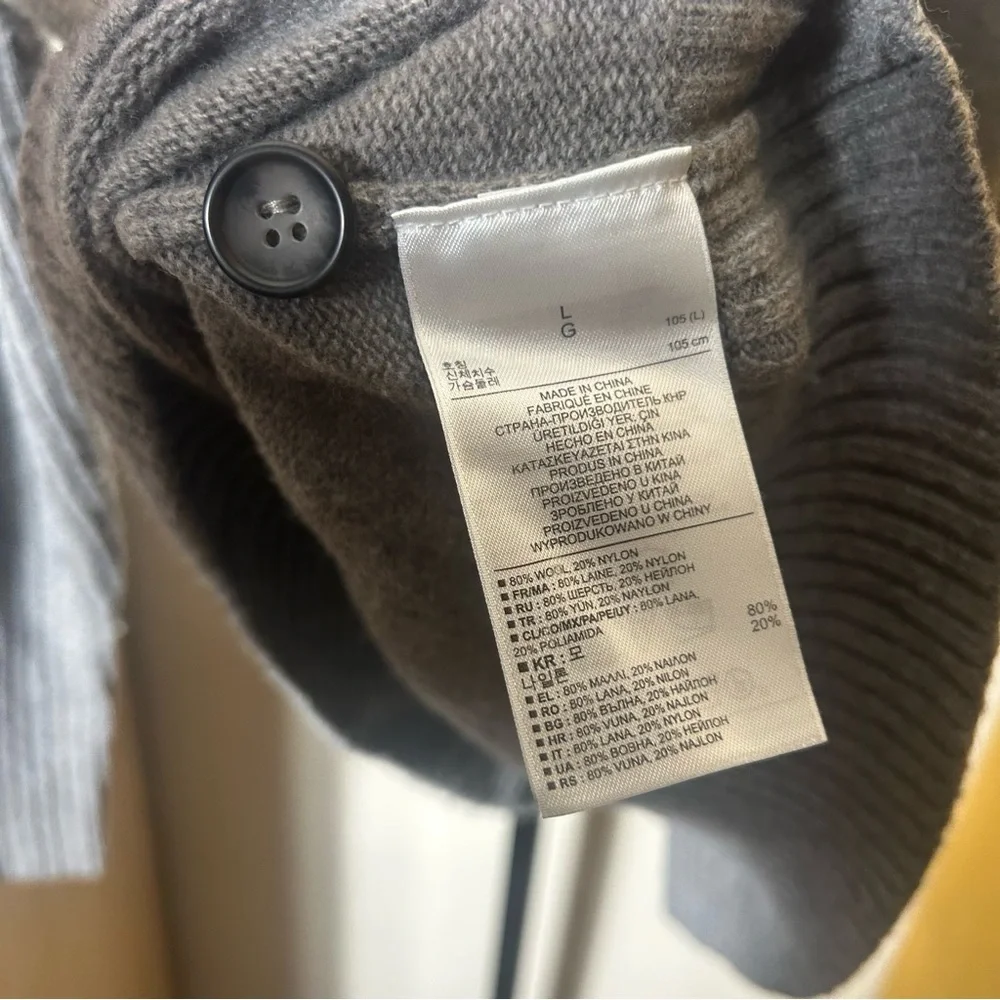 Banana Republic Men’s Wool Italian Yarn Shawl Collar Sweater Ribbed Gray‎ Size L